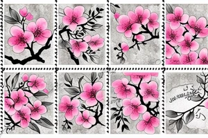 postage stamp with cherry blossoms on it tattoo idea