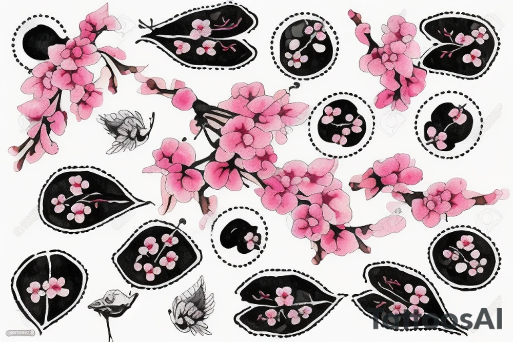 postage stamp with cherry blossoms on it tattoo idea