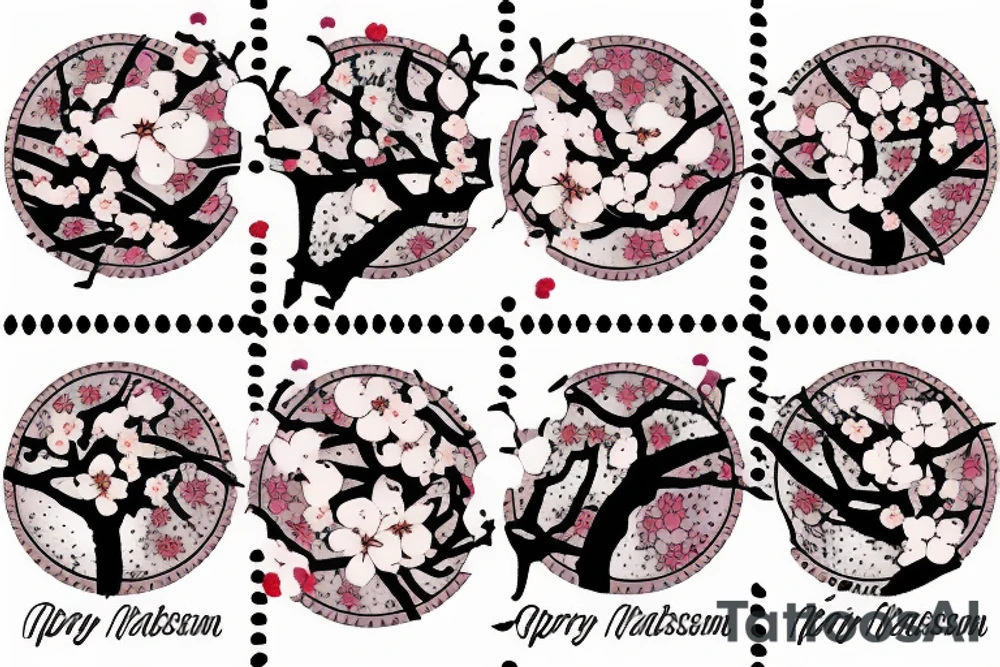postage stamp with cherry blossoms on it tattoo idea