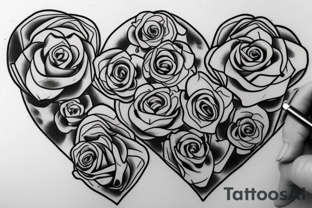 Turn a capital A into a rose with a heart tattoo idea