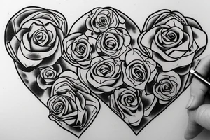 Turn a capital A into a rose with a heart tattoo idea