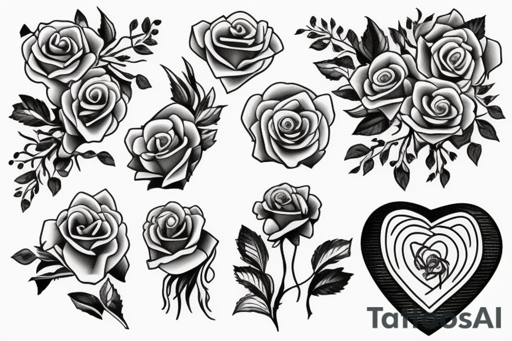 Capital A with a rose and heart tattoo idea