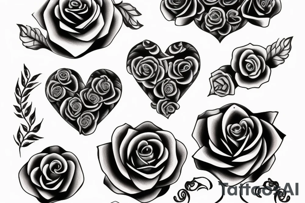 Capital A with a rose and heart tattoo idea