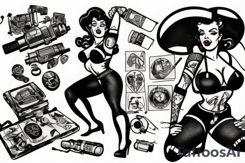 Fallout pinup girl straddling a nuke tattoo idea