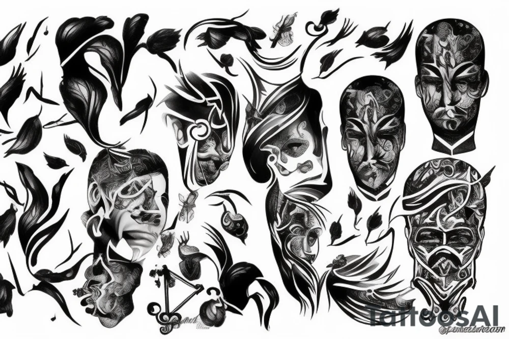 Black half sleave man tattoo idea