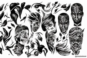 Black half sleave man tattoo idea