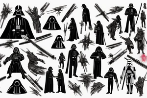 darth vader with red lit light saber tattoo idea