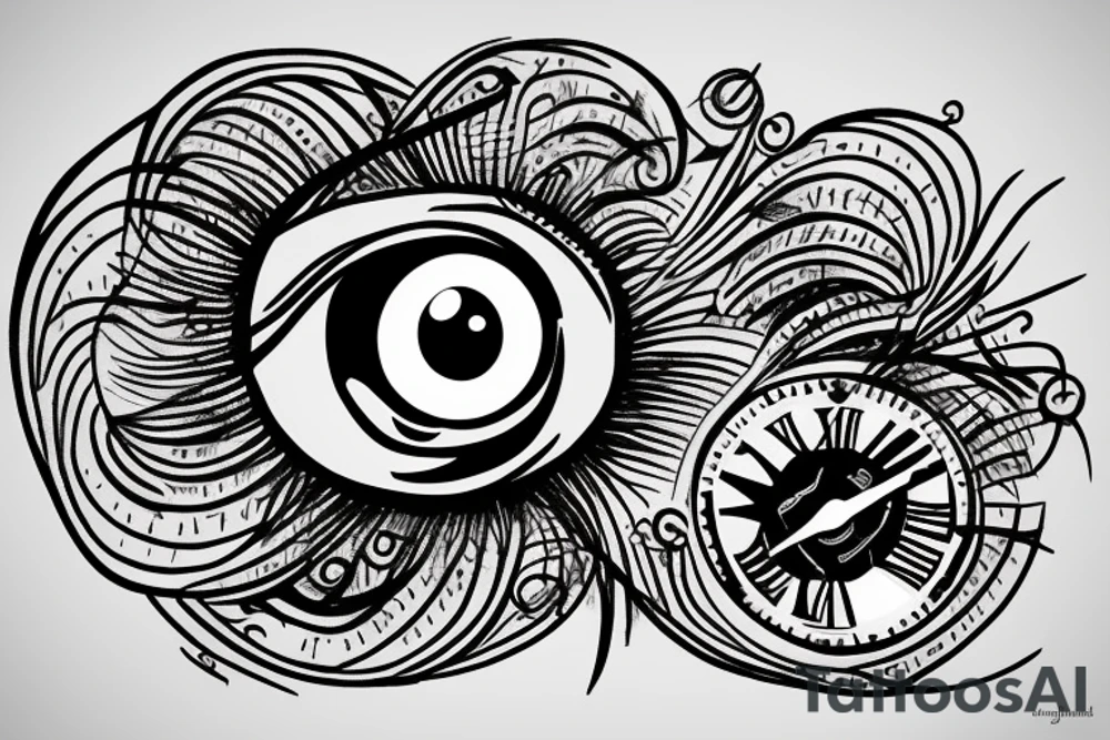 Clock eye and a heartbeat line tattoo idea