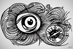 Clock eye and a heartbeat line tattoo idea