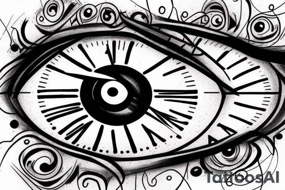 Clock eye and a heartbeat line tattoo idea