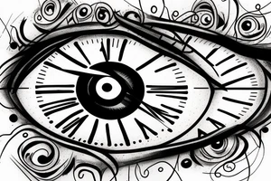 Clock eye and a heartbeat line tattoo idea