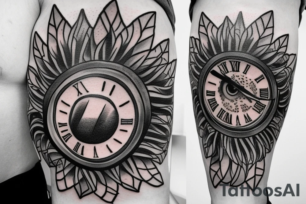 Clock eye and a heartbeat line tattoo idea