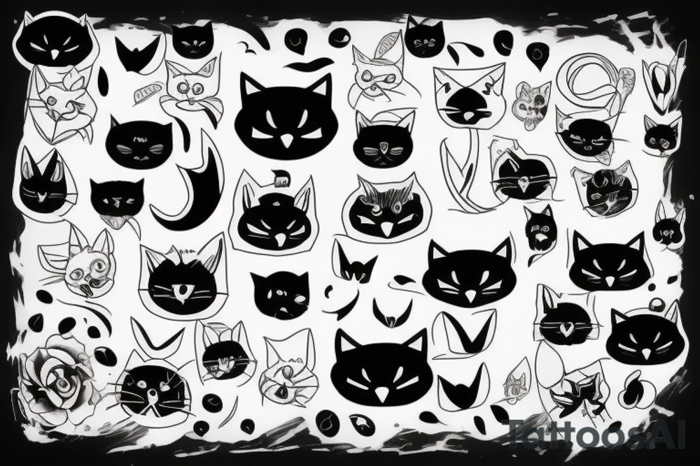 Black cat tattoo idea