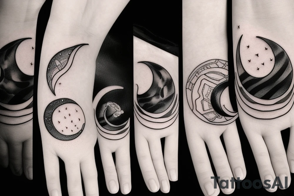 Black cat crescent moon tattoo idea