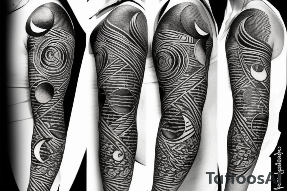 Crescent moon sleeve tattoo idea
