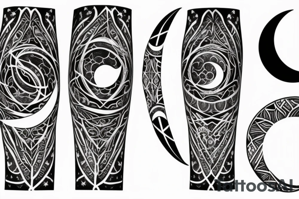 Crescent moon sleeve tattoo idea