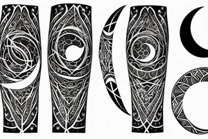 Crescent moon sleeve tattoo idea