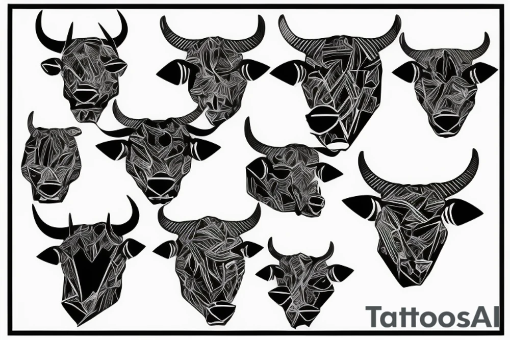 Bull head, heart background tattoo idea