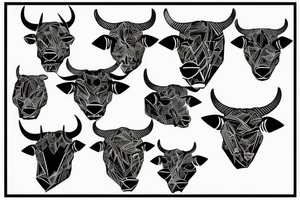 Bull head, heart background tattoo idea