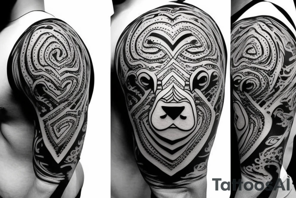 Bull head, heart background tattoo idea