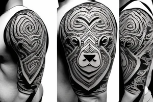 Bull head, heart background tattoo idea