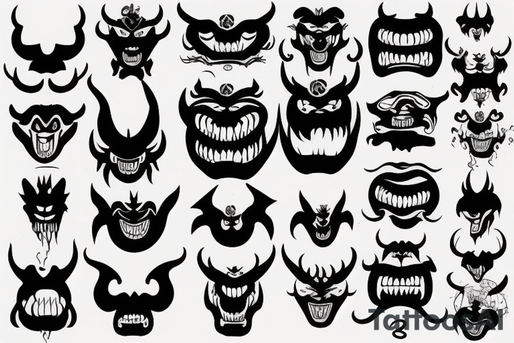Chinese monster or devil face tattoo idea