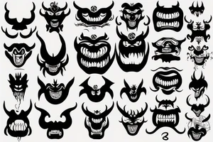 Chinese monster or devil face tattoo idea
