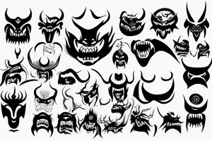 Chinese monster or devil face tattoo idea