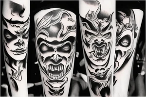 Chinese monster or devil face tattoo idea