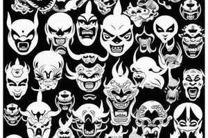 Chinese monster or devil face tattoo idea