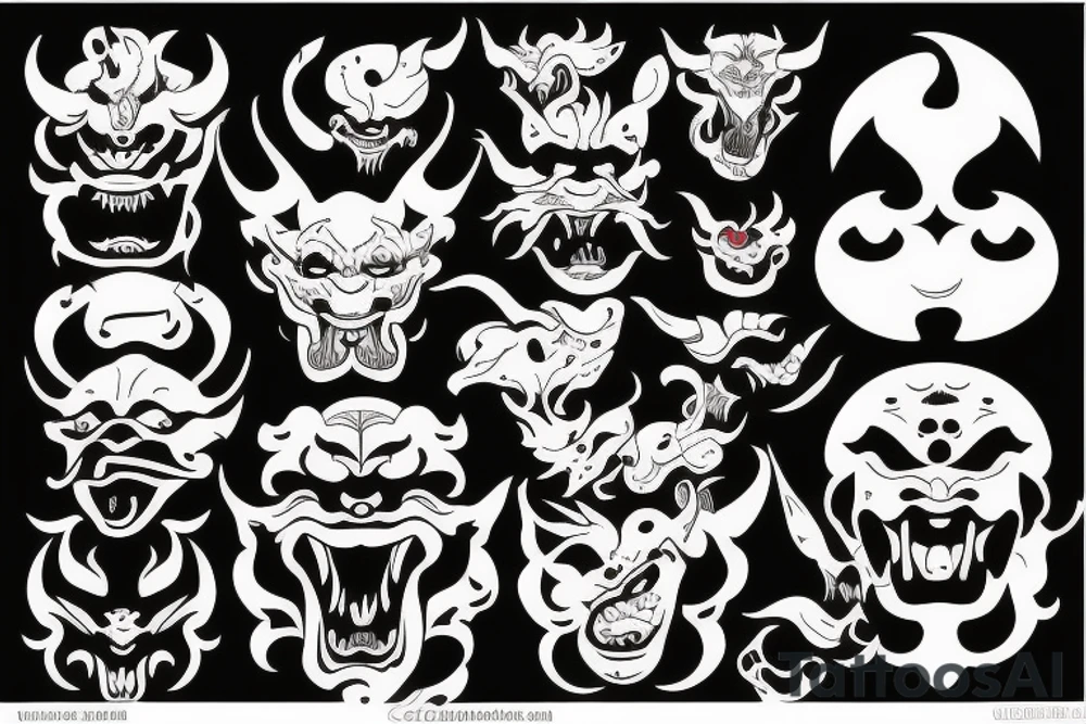 Chinese monster or devil face tattoo idea