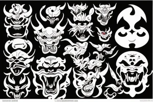 Chinese monster or devil face tattoo idea