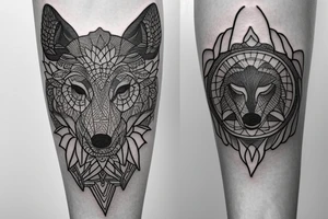 A lotus, wolf, and roman numerals tattoo idea
