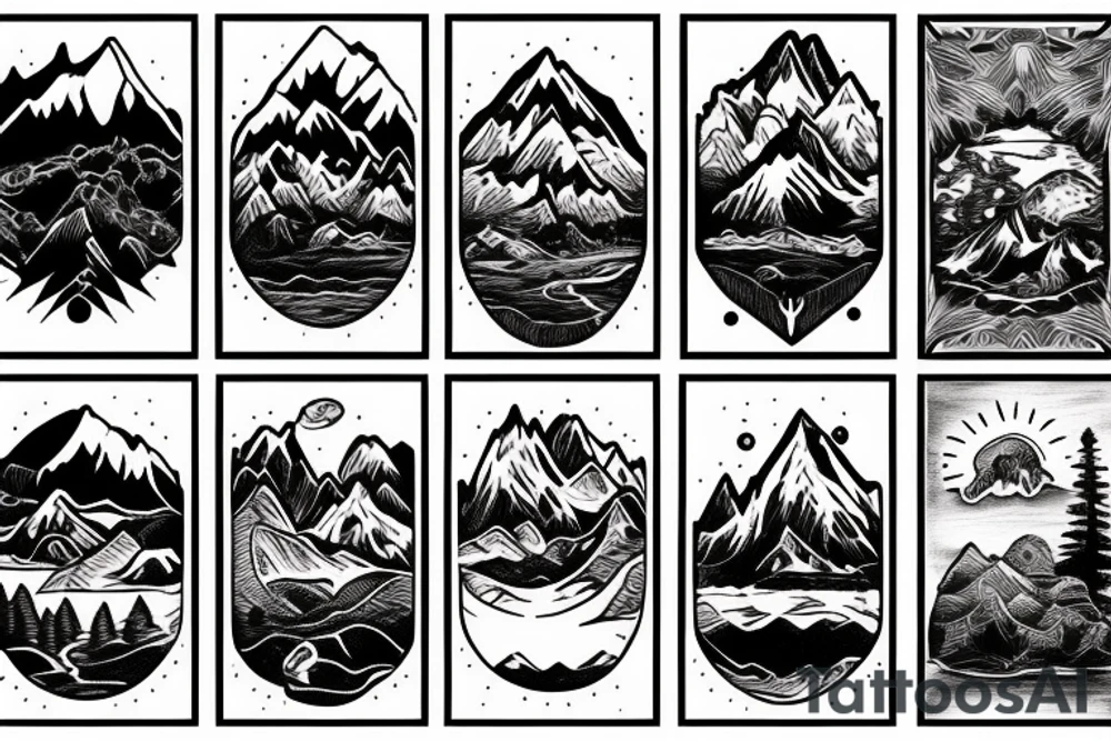 mountains and river and aliens tattoo idea