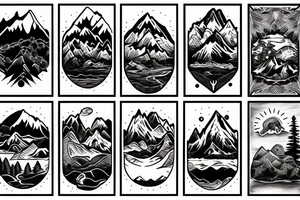 mountains and river and aliens tattoo idea