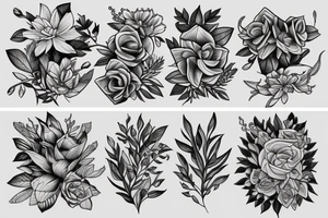 eywa, flowers, plants, trees, botanical, fine line tattoo idea