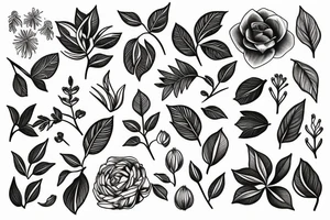 eywa, flowers, plants, trees, botanical, fine line tattoo idea