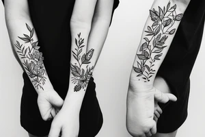 eywa, flowers, plants, trees, botanical, fine line tattoo idea