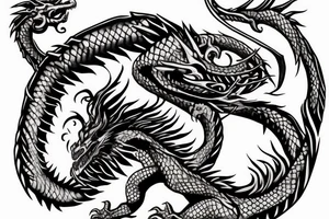 Dragon Wrapped around a Sword Breathing Fire, Eldritch, Arcane tattoo idea