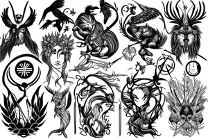 Greek gods/goddesses, nature, animals, witchy, fantasy tattoo idea