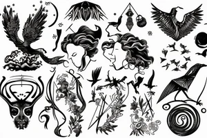 Greek gods/goddesses, nature, animals, witchy, fantasy tattoo idea