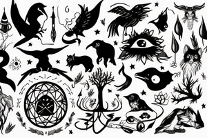 Nature, animals, witchy, fantasy tattoo idea