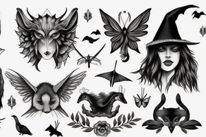 Nature, animals, witchy, fantasy tattoo idea