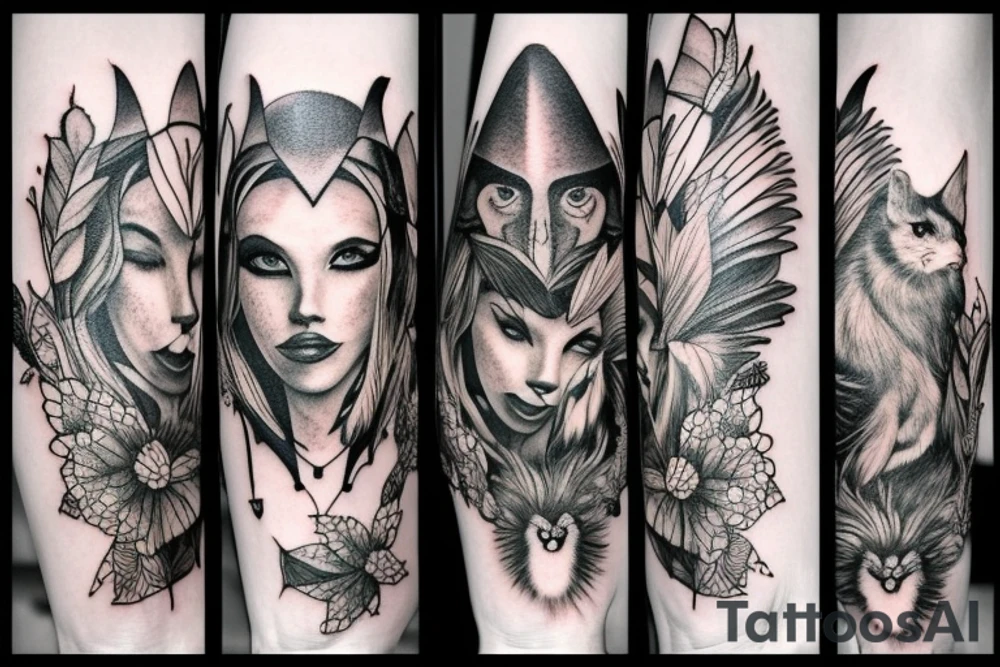 Nature, animals, witchy, fantasy tattoo idea