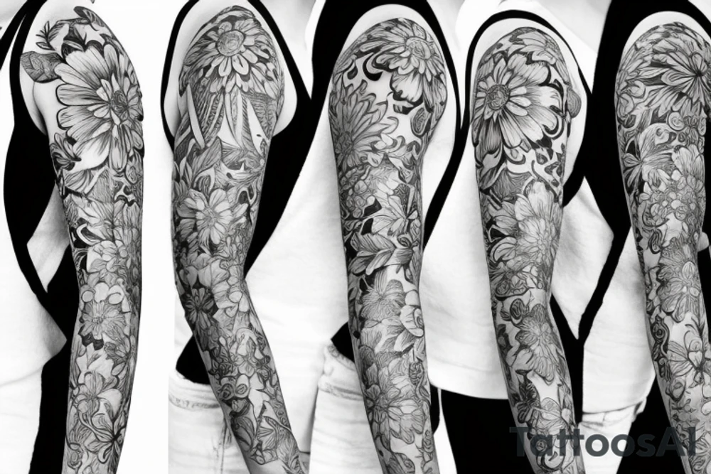 Floral sleeve tattoo idea