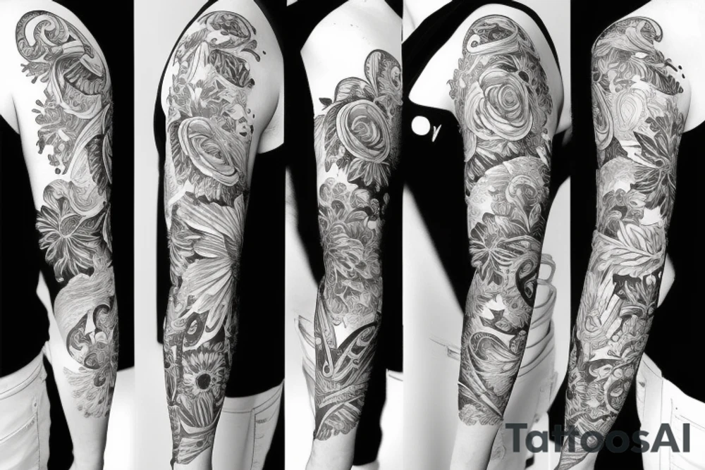 Floral sleeve tattoo idea