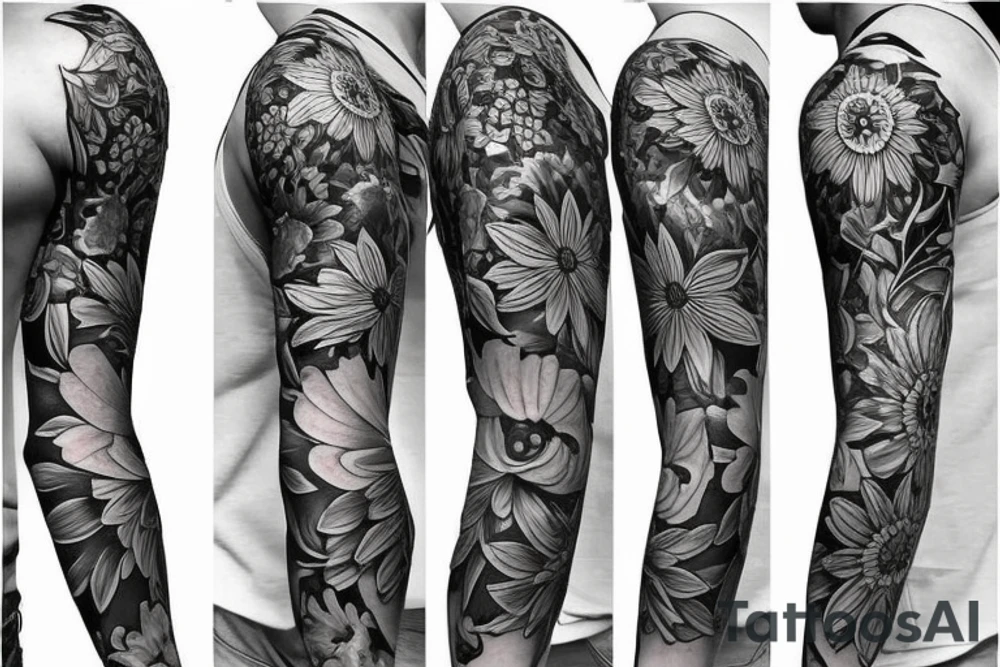 Floral sleeve tattoo idea