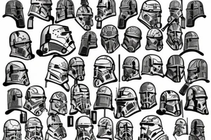 tomb of the 501st clone batalion with the helmets of fives, rex, jesse, heavy, echo and taps tattoo idea