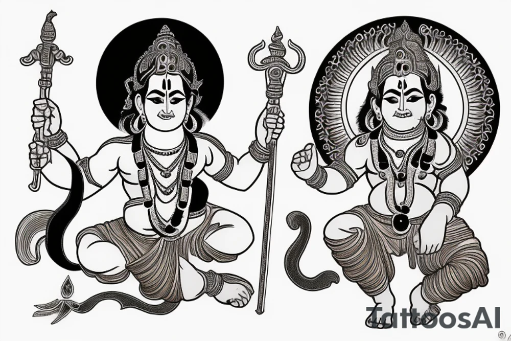 Lord krishna's weapon and lord Hanuman's weapon tattoo idea Lord krishna's weapon and lord Hanuman's weapon tattoo idea