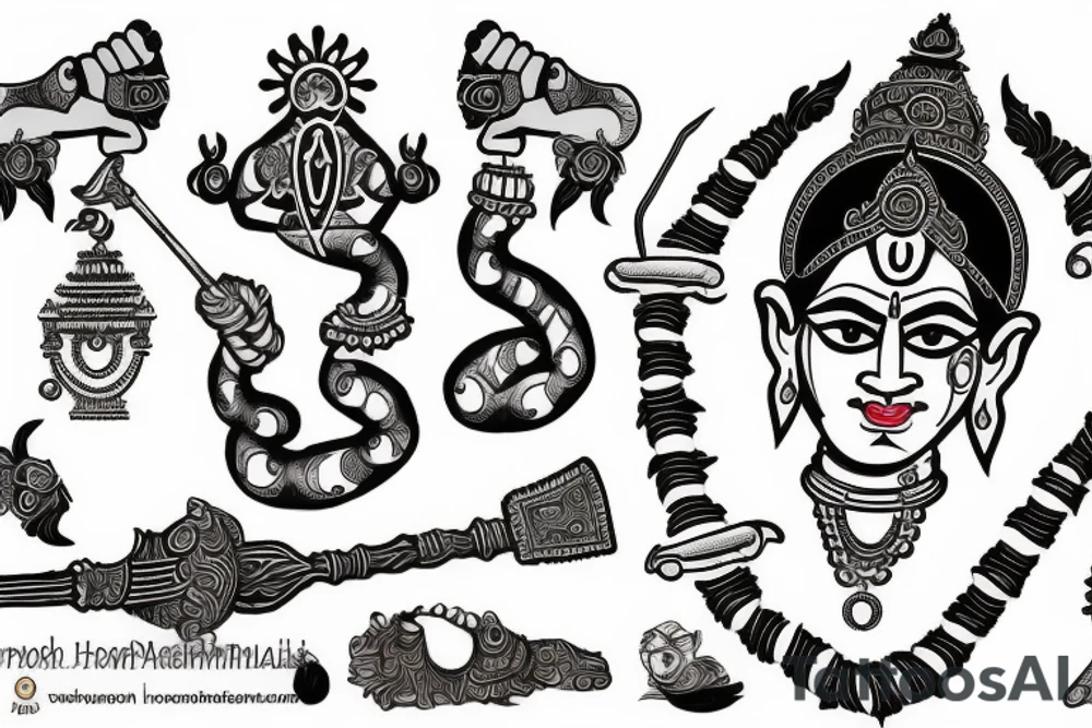 Lord krishna's weapon and lord Hanuman's weapon tattoo idea Lord krishna's weapon and lord Hanuman's weapon tattoo idea